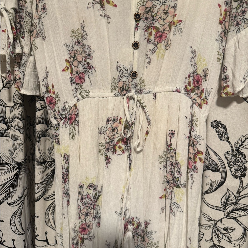 American Rag Floral High Low Dress - White and Pink